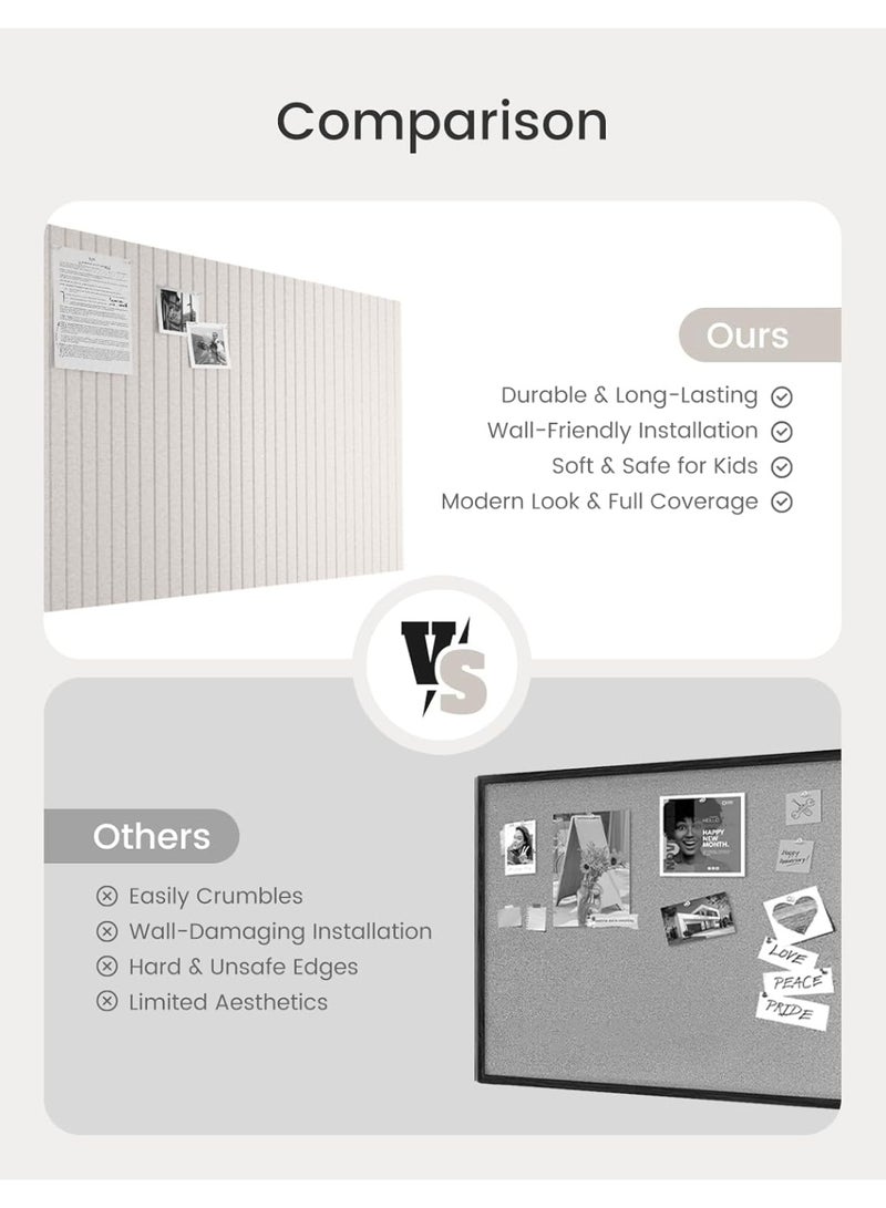 6PCS Large Felt Acoustic Panels Cork Board, 30×30cm Full Self-Adhesive Polyester Fiber Soundproof Wall Panels with Mounting Pins, Grooved Vertical Strip Design for Office Home Cinema Music Room, Dark Camel - Image 3